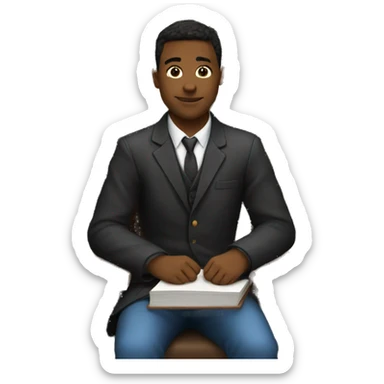 Law Student sitting in the library sticker