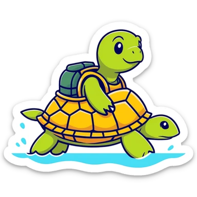 Turtle with scuba tank sticker