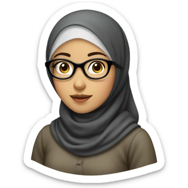 Asian Muslim girl with hijab and glasses  sticker