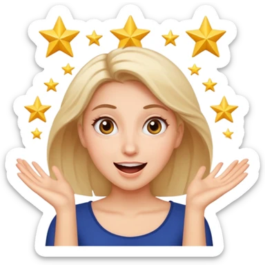 pria dengan ekspresi senang / excited dengan mata menjadi bintang sticker