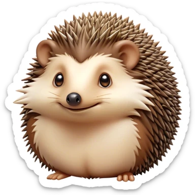 Cinematic Noble Hedgehog Portrait Emoji, Poised and regal, with a compact, spiky build and a rich, earthy Fur of brown spines and a soft underbelly, deep-set soulful beady eyes, Simplified yet sharp and sophisticated features, highly detailed, glowing with a warm, dignified glow, high shine, intelligent and endearing, stylized with an air of woodland charm, focused and attentive, soft glowing outline, capturing the essence of a watchful and confident little hedgehog, so majestic it feels as though it could scurry out of the screen with effortless authority! sticker