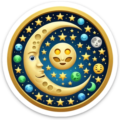 moon with spinning alchemy symbols dizzy sticker