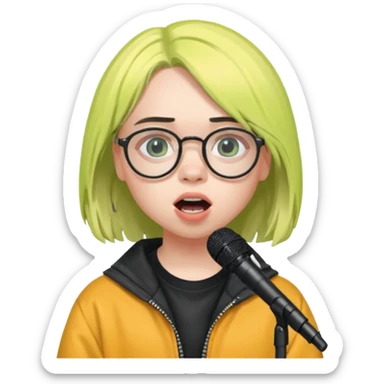 billie eilish with glasses singing  sticker