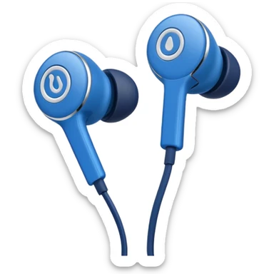 blue wired earbuds sticker