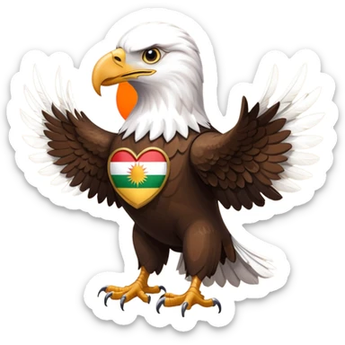 an eagle with its back turned and the Kurdistan flag on its back sticker