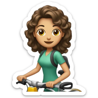 mujer morena con pelo corto montando en bicicleta sticker