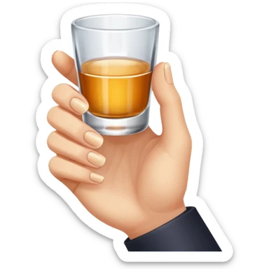 a hand holding a tiny shot glass sticker