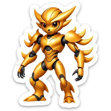 Shiny Futuristic Fakemon-Pokemon-Digimon-Spectrobes-fusion, full body sticker