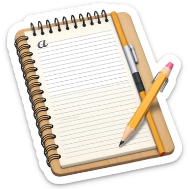 notebook with a pencil and English letters sticker