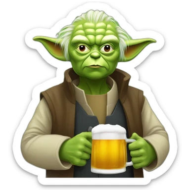 trump qui boit une bière avec maitre Yoda sticker