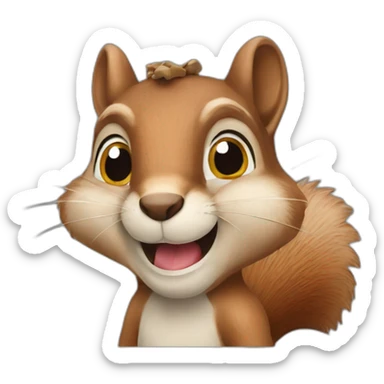 squirrel with a mouth full of nuts sticker