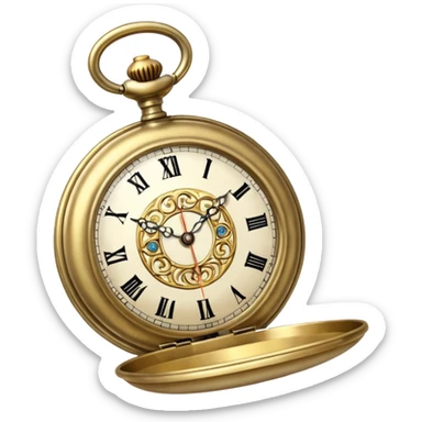 Old pocket watch with long chain  sticker