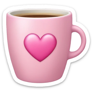 Light pink cup of coffee with a pink heart sticker