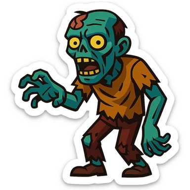 vibrant toon style zombie inspired by The Walking Dead sticker