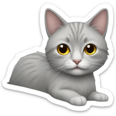 cat with long gray furr rides in the white car sticker
