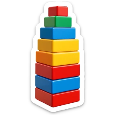 6 to 7 stacked lego blocks, bright and vivid colors, simple and cute style sticker