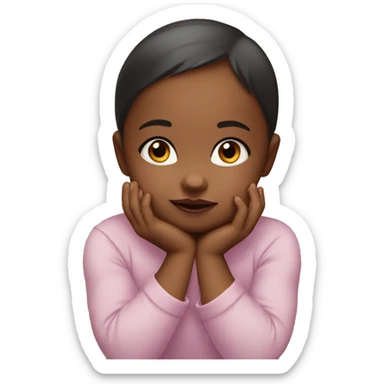 baby girl posing with her hand on her chin, like hand holding her face up  sticker