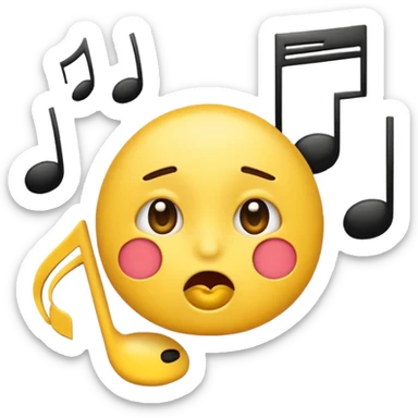 emoji whistling with music notes coming out its mouth and side-eyeing sticker