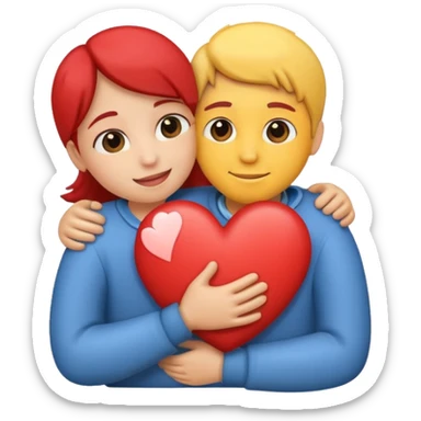 Hug with heart sticker