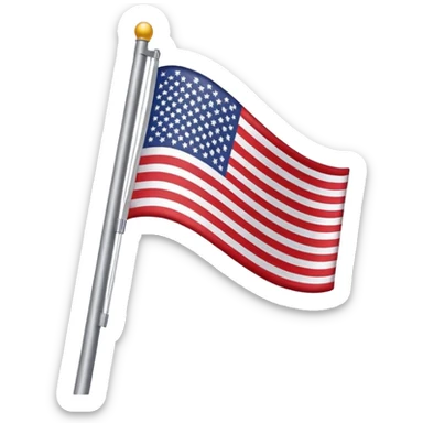 United States flag, simple, bright, gray flagpole, wavy flag, Google emoji style, slight variation in flag angle sticker