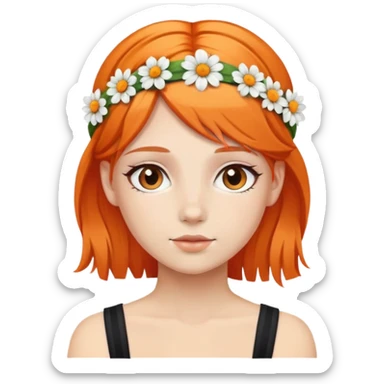 orange haired with headband with blooms girl sticker