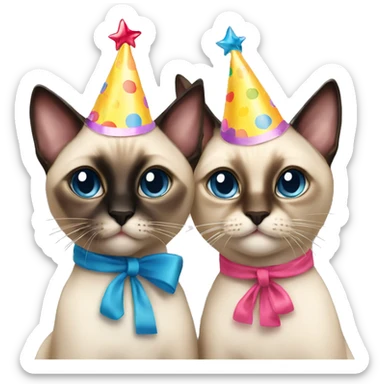 two  siamese cats at a birthday party sticker