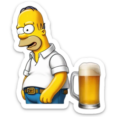 Homer simpson boit une bière sticker