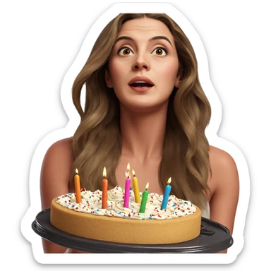 birthday girl with cake sticker