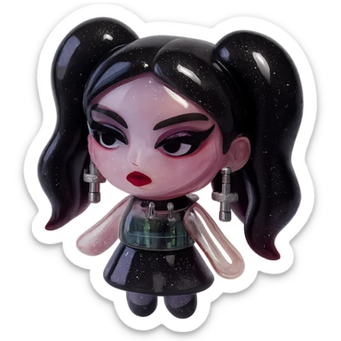 Blackpink in glam goth style, glitter, dramatic makeup, bold accessories sticker