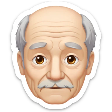old man, small long face, wrinckles, short messy hair, no beard, no mustache, no glasses sticker
