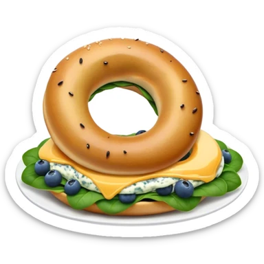 Pear spinach salad with half a blueberry bagel sticker