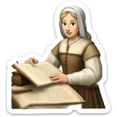 caucasian medieval scribe womenscribe sticker