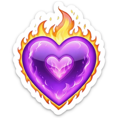Purple fire heart  sticker