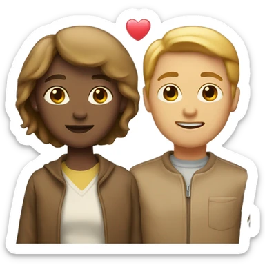Light brown heart couple sticker