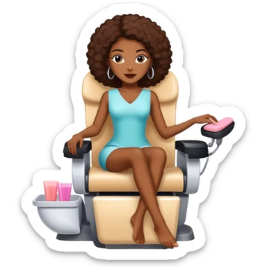 African American woman sitting in pedicure chair sticker
