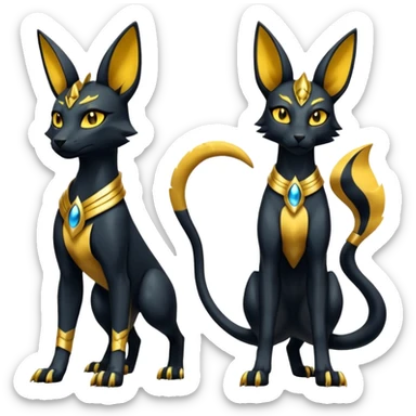 Shiny 4-legged Umbreon-Bastet-Anubis-Salandit-Zeraora-fusion, full body sticker