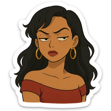 ghibli style side eye baddie with expressive face sticker