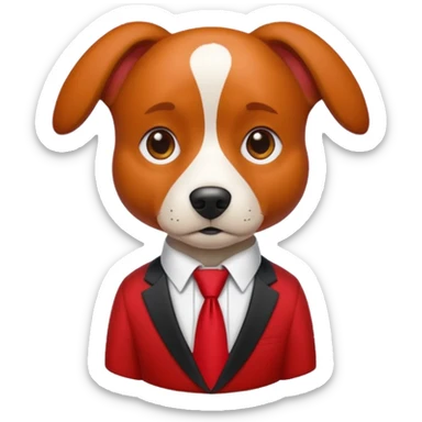 red dog with white tie,red shirt sticker