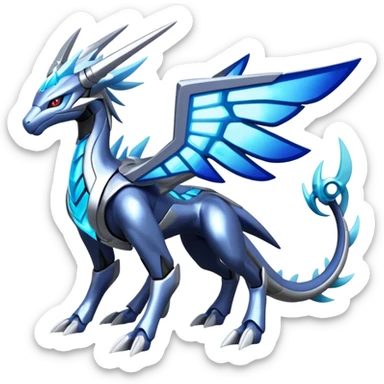Cyborg-Kyurem-suicune-dialga-hybrid, full body, no wings, wingless sticker