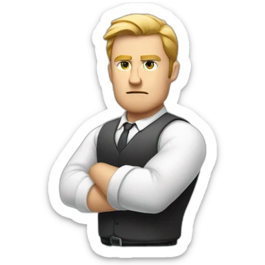 White Man HR-manager crossed arms angry sticker