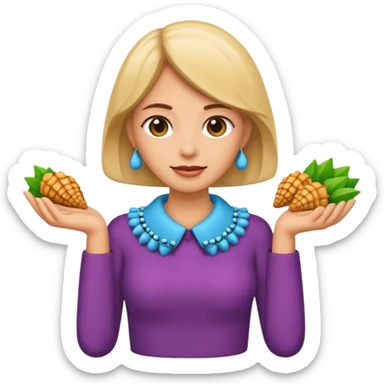 Mujer con collar de conchas de compras  sticker