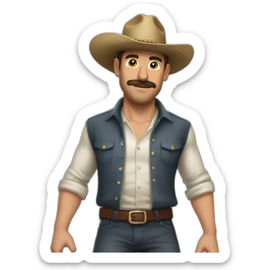 Antonio Lobato con camisa de fuerza, loco y un embudo por sombrero sticker