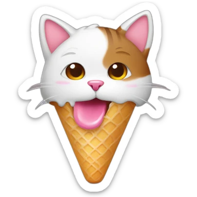 cat eat icecream sticker