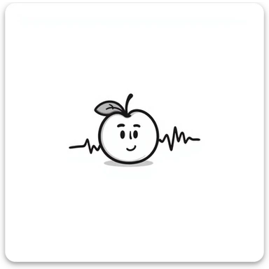 hand-drawn peach emoji with heartbeat monitor line sticker