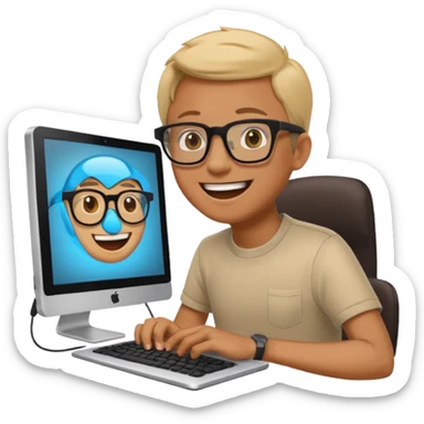 Generate a realistic emoji of something getting programmed by a logistic person sticker