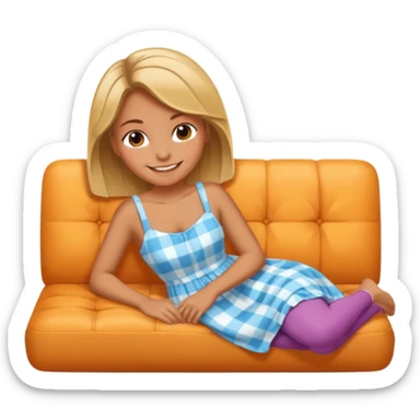 The girl works lying on the sofa sticker