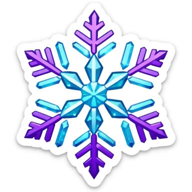 cyan and purple snowflake glitter sticker