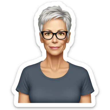 jamie lee curtis wearing tee sticker