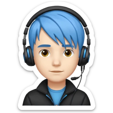 Boy gamer with headset, blue hair, black jacket, 











 sticker