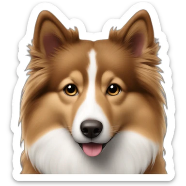 Brown and white shelty face with tongue showing in mouth sticker